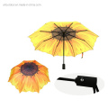 Auto Open and Close 3 Foldable 190t Pongee Irregular Sunflower Umbrella